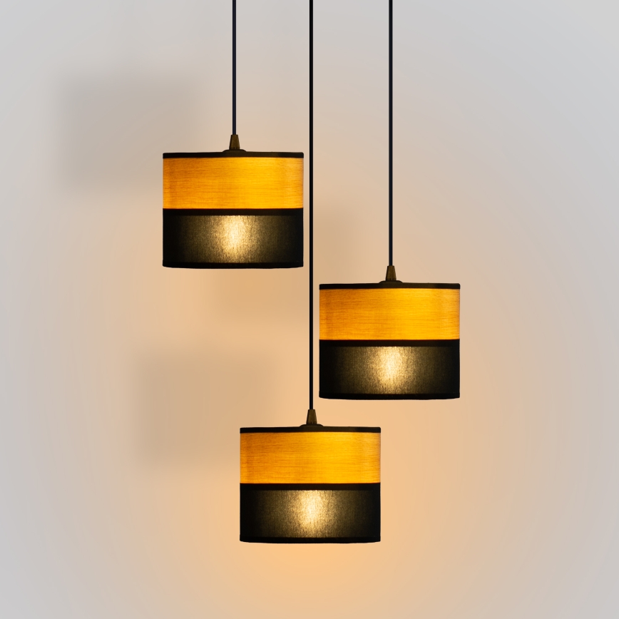 Lustre suspenso com cabo ALBA 3xE27/15W/230V diâmetro 40 cm preto/castanho