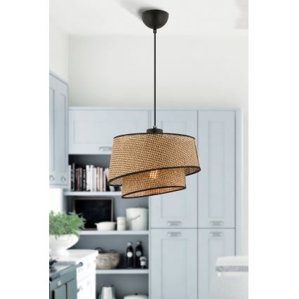 Lustre suspenso com cabo BARETTE 1xE27/60W/230V castanho/preto