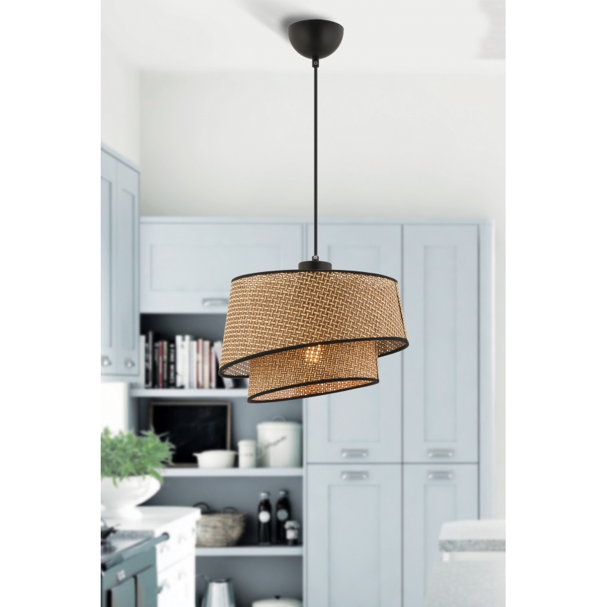 Lustre suspenso com cabo BARETTE 1xE27/60W/230V castanho/preto