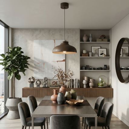 Lustre suspenso com cabo BASCA 1xE27/15W/230V castanho