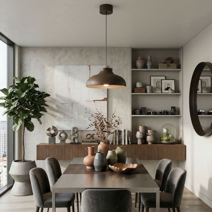 Lustre suspenso com cabo BASCA 1xE27/15W/230V castanho