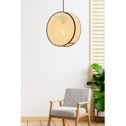 Lustre suspenso com cabo BIG DRUM 1xE27/60W/230V bege/preto