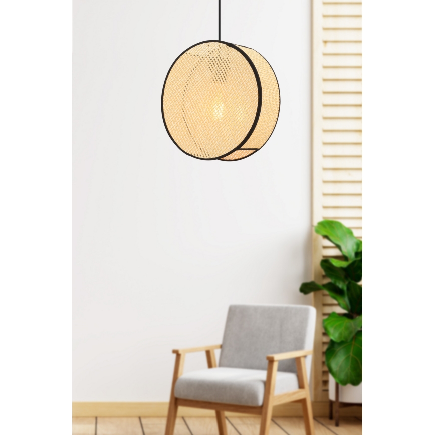 Lustre suspenso com cabo BIG DRUM 1xE27/60W/230V bege/preto