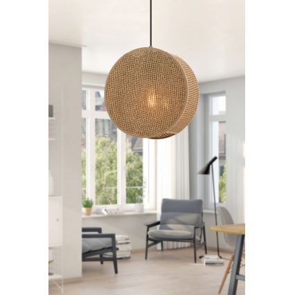 Lustre suspenso com cabo BIG DRUM 1xE27/60W/230V castanho