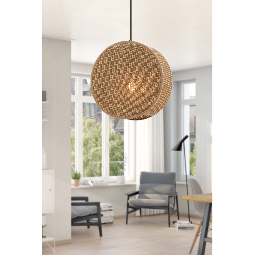 Lustre suspenso com cabo BIG DRUM 1xE27/60W/230V castanho