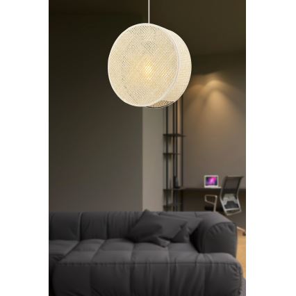 Lustre suspenso com cabo BIG DRUM 1xE27/60W/230V cor creme