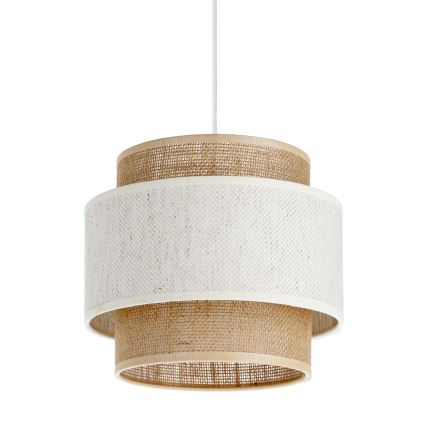Lustre suspenso com cabo BOHO 1xE27/60W/230V Ø 20 cm creme/juta