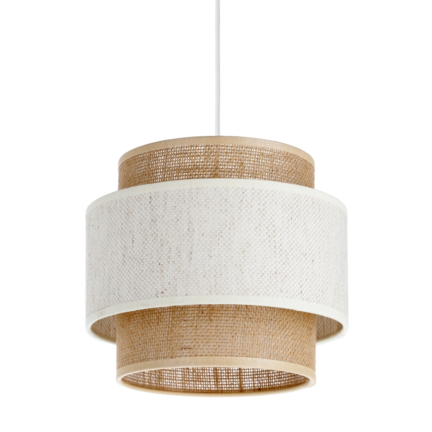 Lustre suspenso com cabo BOHO 1xE27/60W/230V Ø 20 cm creme/juta
