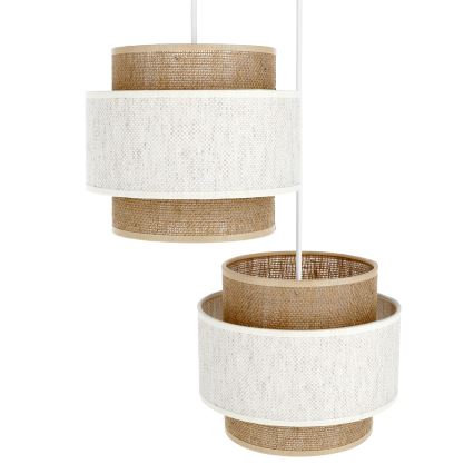Lustre suspenso com cabo BOHO 2xE27/60W/230V creme/juta
