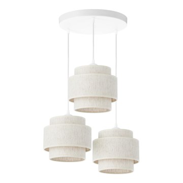 Lustre suspenso com cabo BOHO 3xE27/60W/230V branco