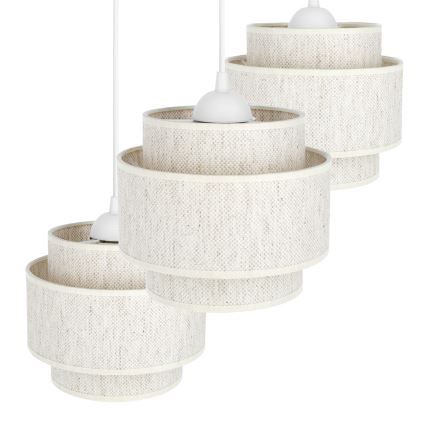 Lustre suspenso com cabo BOHO 3xE27/60W/230V branco