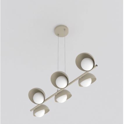 Lustre suspenso com cabo BOOM 6xG9/8W/230V bege