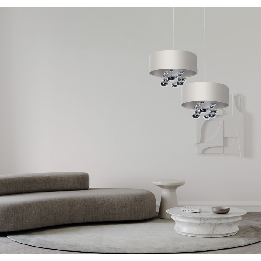 Lustre suspenso com cabo BUBBLE 1xE27/60W/230V Ø 40 cm branco