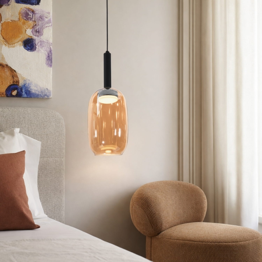 Lustre suspenso com cabo BUENO 1xGX53/9W/230V Ø 15 cm castanho fumado