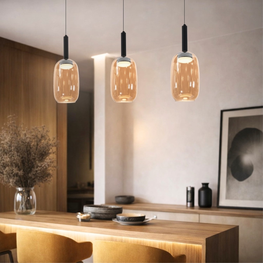 Lustre suspenso com cabo BUENO 1xGX53/9W/230V Ø 15 cm castanho fumado