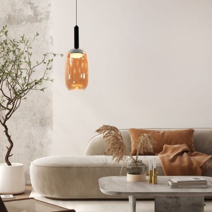 Lustre suspenso com cabo BUENO 1xGX53/9W/230V Ø 15 cm castanho fumado