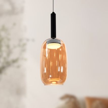 Lustre suspenso com cabo BUENO 1xGX53/9W/230V Ø 15 cm castanho fumado