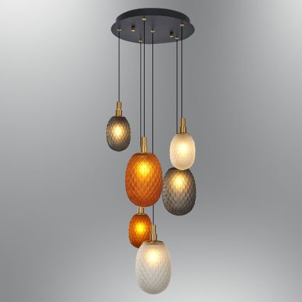 Lustre suspenso com cabo CACTUS 6xG9/5W/230V cobre/cinzento/branco
