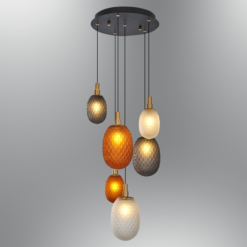 Lustre suspenso com cabo CACTUS 6xG9/5W/230V cobre/cinzento/branco
