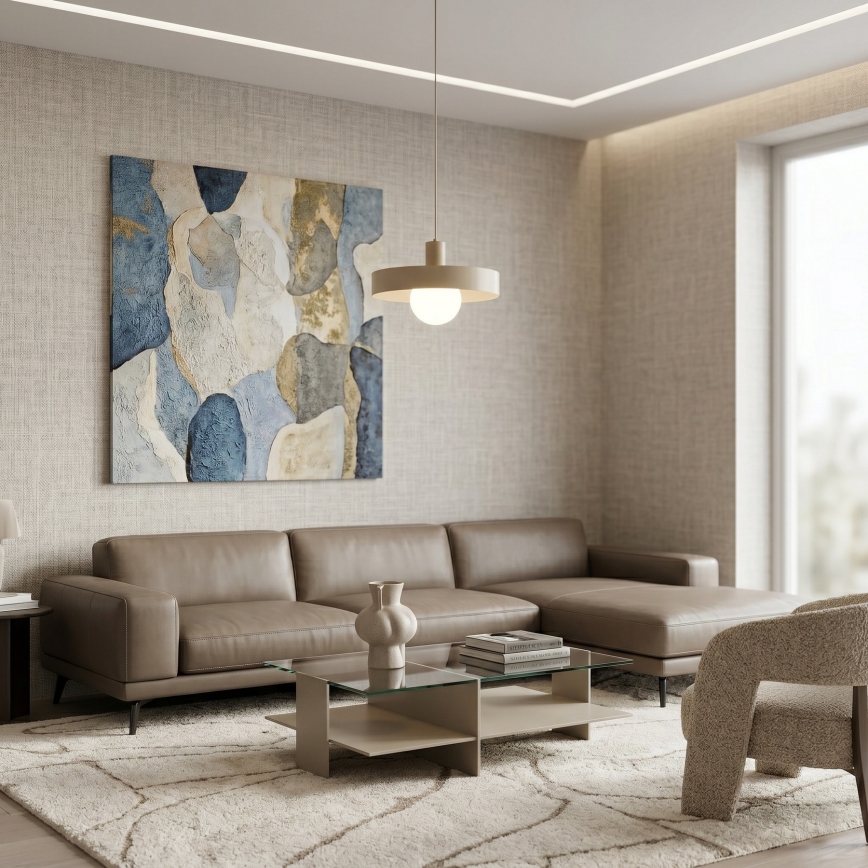 Lustre suspenso com cabo CANAN 1xE27/15W/230V Ø 40 cm bege