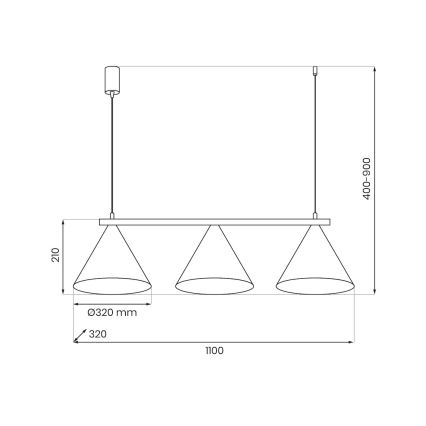 Lustre suspenso com cabo CAPITAL 3xGX53/15W/230V bege