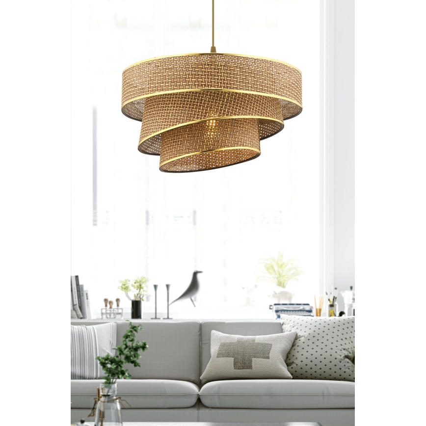 Lustre suspenso com cabo COUPER 1xE27/60W/230V castanho/dourado