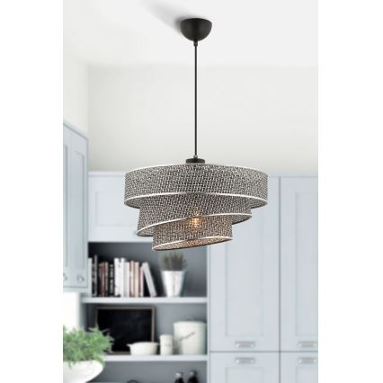 Lustre suspenso com cabo COUPER 1xE27/60W/230V cinzento/cromado brilhante