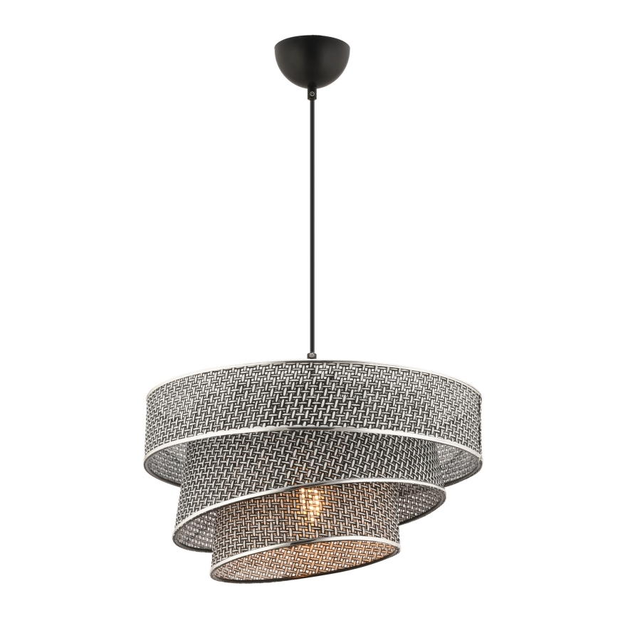 Lustre suspenso com cabo COUPER 1xE27/60W/230V cinzento/cromado brilhante