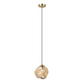 Lustre suspenso com cabo CRISTAL 1xE14/15W/230V latão/bege fumado