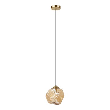 Lustre suspenso com cabo CRISTAL 1xE14/15W/230V latão/bege fumado