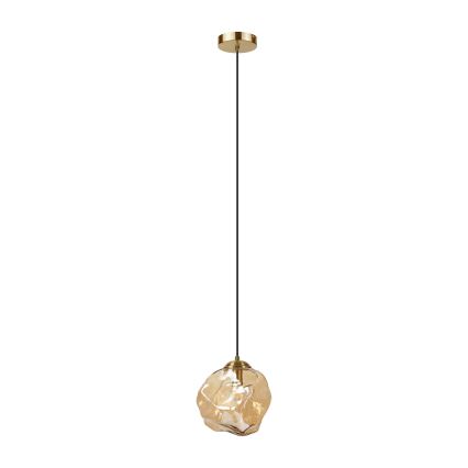 Lustre suspenso com cabo CRISTAL 1xE14/15W/230V latão/bege fumado