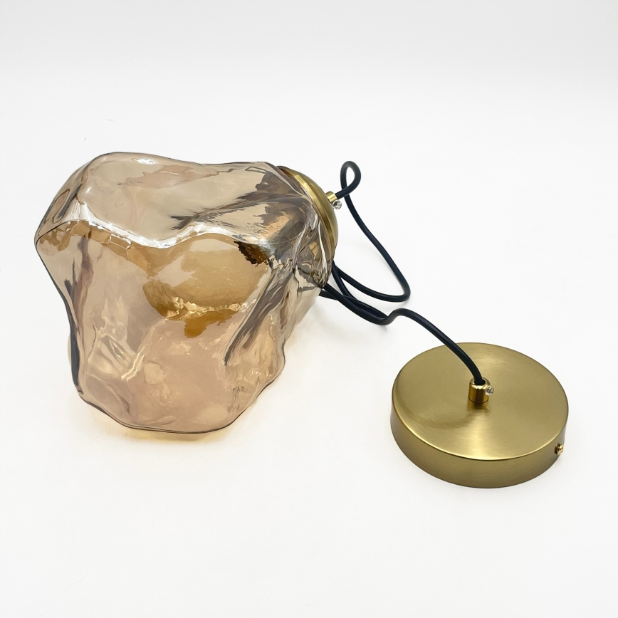 Lustre suspenso com cabo CRISTAL 1xE14/15W/230V latão/bege fumado