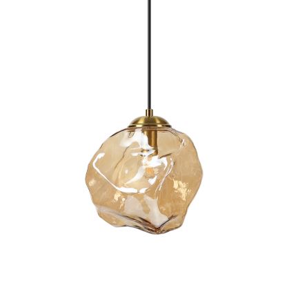 Lustre suspenso com cabo CRISTAL 1xE14/15W/230V latão/bege fumado