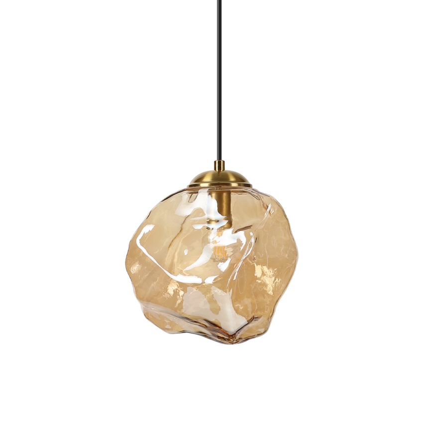 Lustre suspenso com cabo CRISTAL 1xE14/15W/230V latão/bege fumado