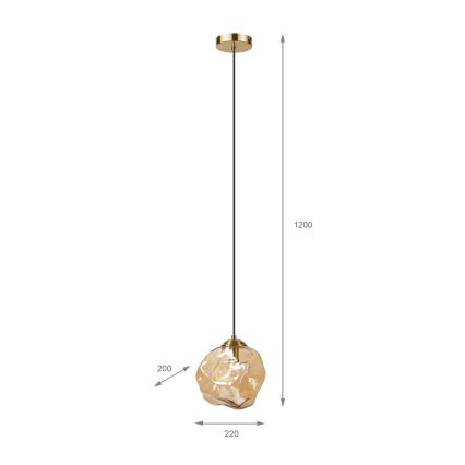 Lustre suspenso com cabo CRISTAL 1xE14/15W/230V latão/bege fumado