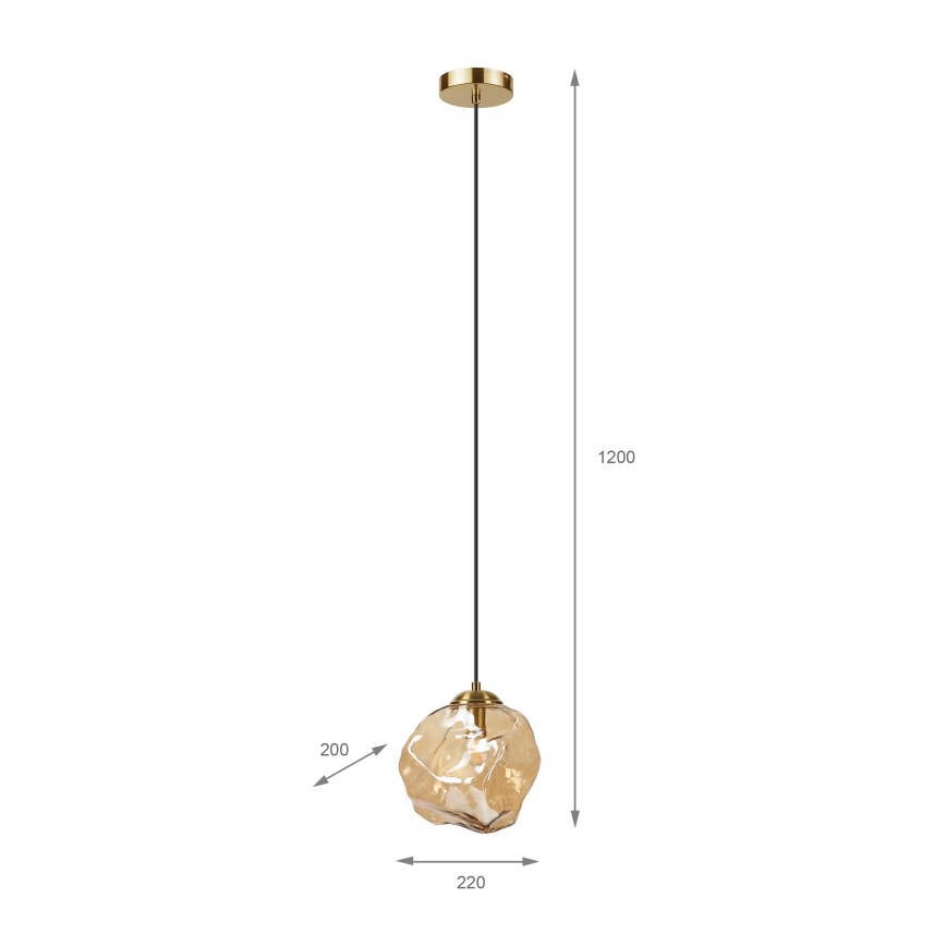 Lustre suspenso com cabo CRISTAL 1xE14/15W/230V latão/bege fumado
