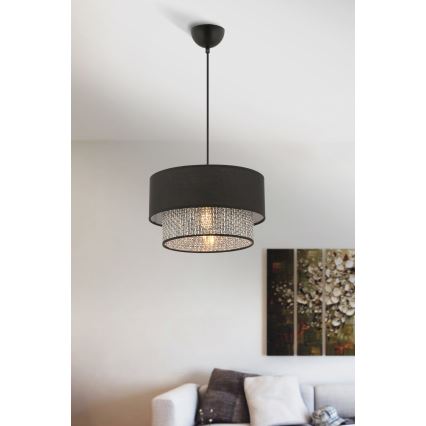 Lustre suspenso com cabo ECHO 1xE27/60W/230V preto/cinzento