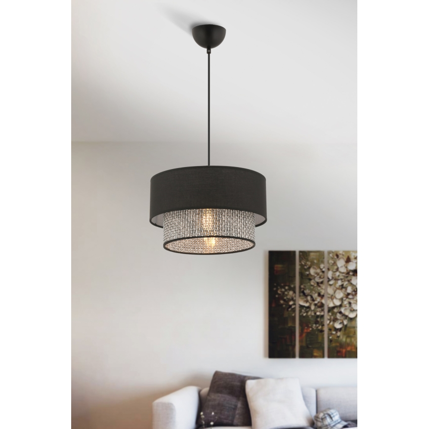 Lustre suspenso com cabo ECHO 1xE27/60W/230V preto/cinzento