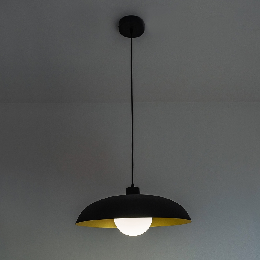 Lustre suspenso com cabo ECLIPSE 1xE27/15W/230V preto/dourado