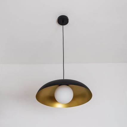 Lustre suspenso com cabo ECLIPSE 1xE27/15W/230V preto/dourado