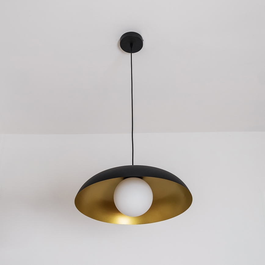 Lustre suspenso com cabo ECLIPSE 1xE27/15W/230V preto/dourado