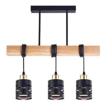 Lustre suspenso com cabo ELEN 3xE27/35W/230V preto/dourado/castanho