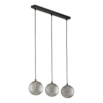 Lustre suspenso com cabo ELENA 3xG9/6W/230V preto/cinzento fumê