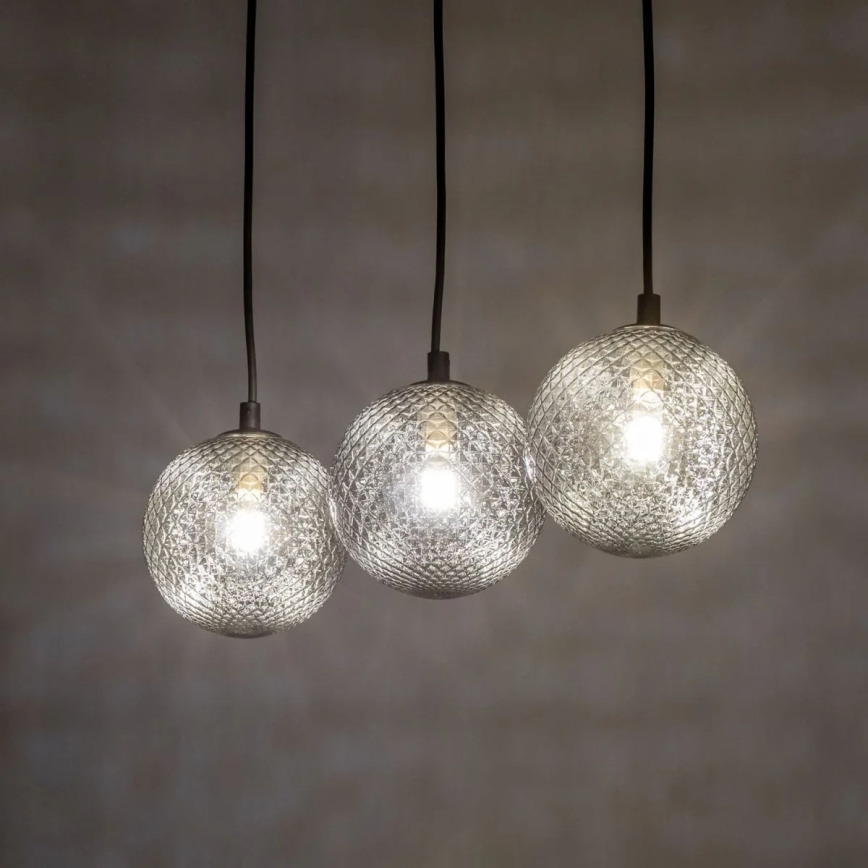 Lustre suspenso com cabo ELENA 3xG9/6W/230V preto/cinzento fumê