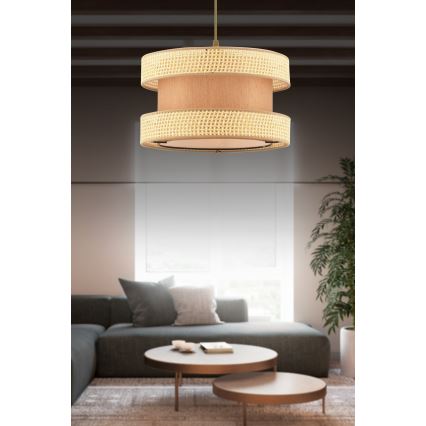 Lustre suspenso com cabo HALO 1xE27/60W/230V castanho/bege