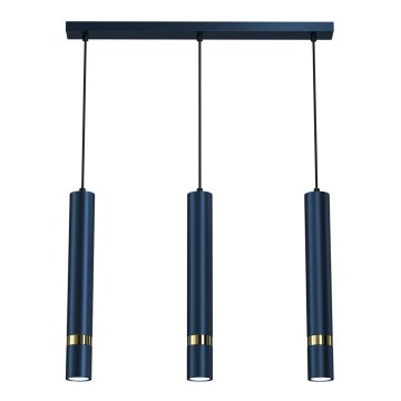 Lustre suspenso com cabo JOKER 3xGU10/25W/230V azul/dourado