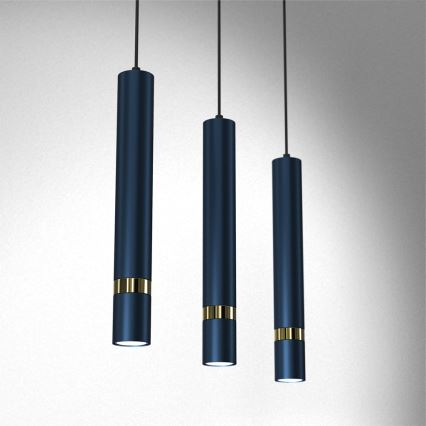 Lustre suspenso com cabo JOKER 3xGU10/25W/230V azul/dourado