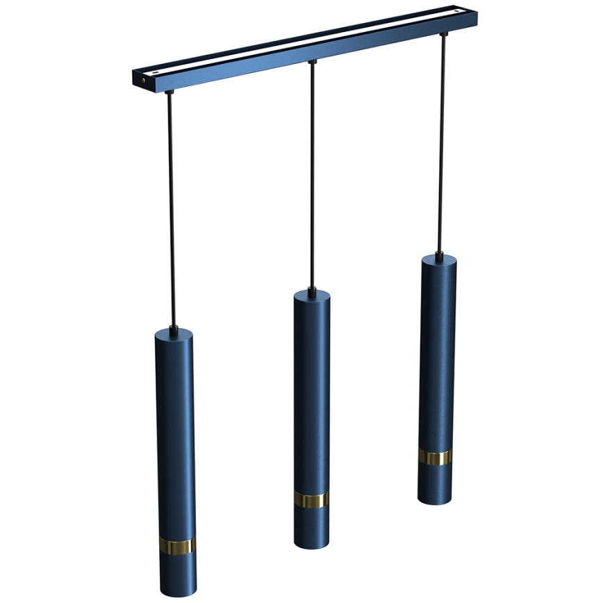 Lustre suspenso com cabo JOKER 3xGU10/25W/230V azul/dourado