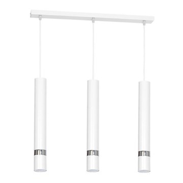 Lustre suspenso com cabo JOKER 3xGU10/25W/230V branco/cromado brilhante