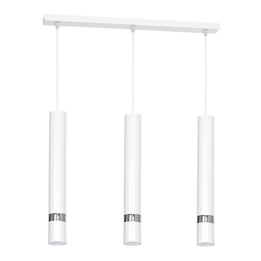 Lustre suspenso com cabo JOKER 3xGU10/25W/230V branco/cromado brilhante